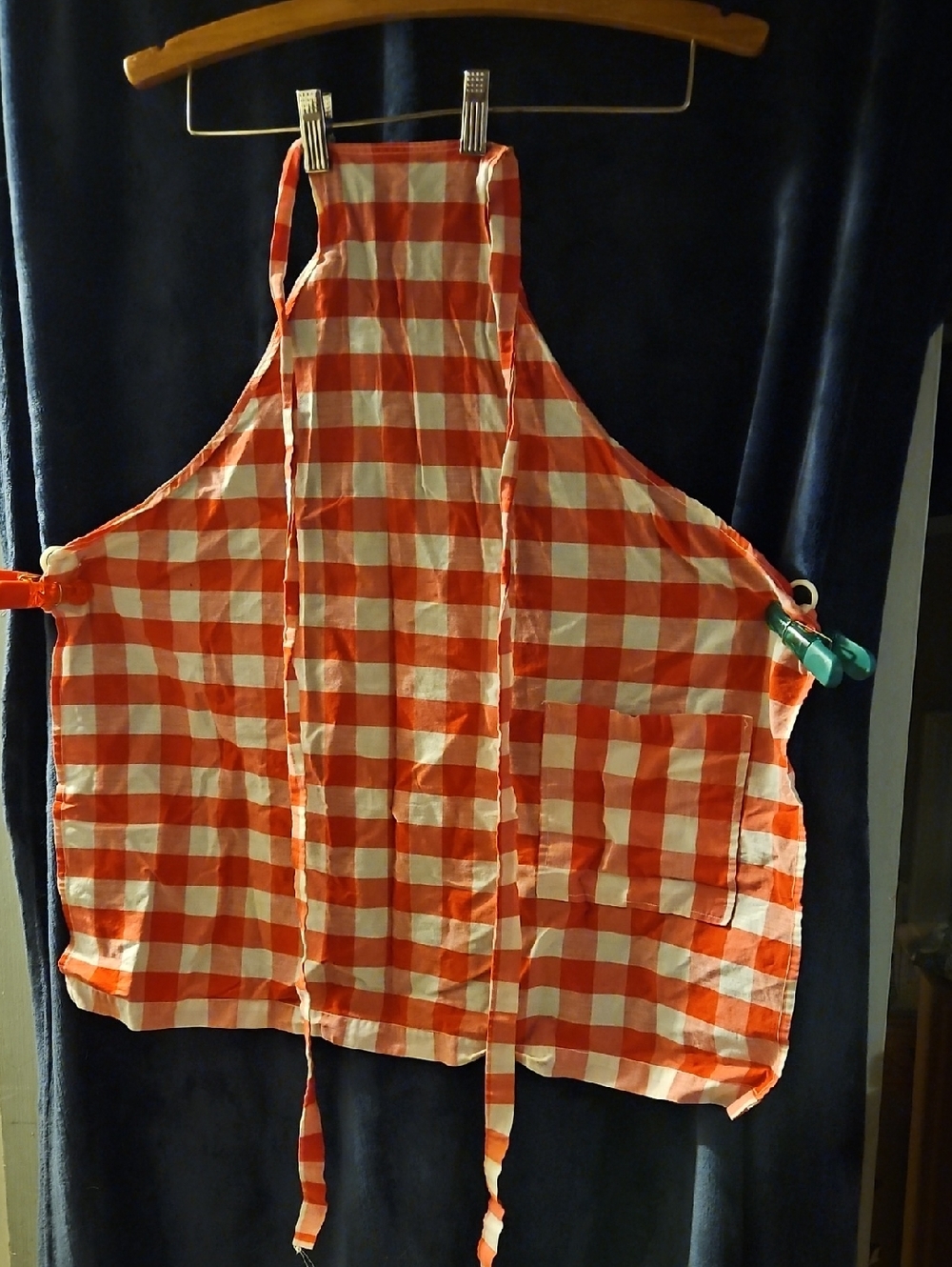 Vintage Red and White Gingham Kitchen Apron